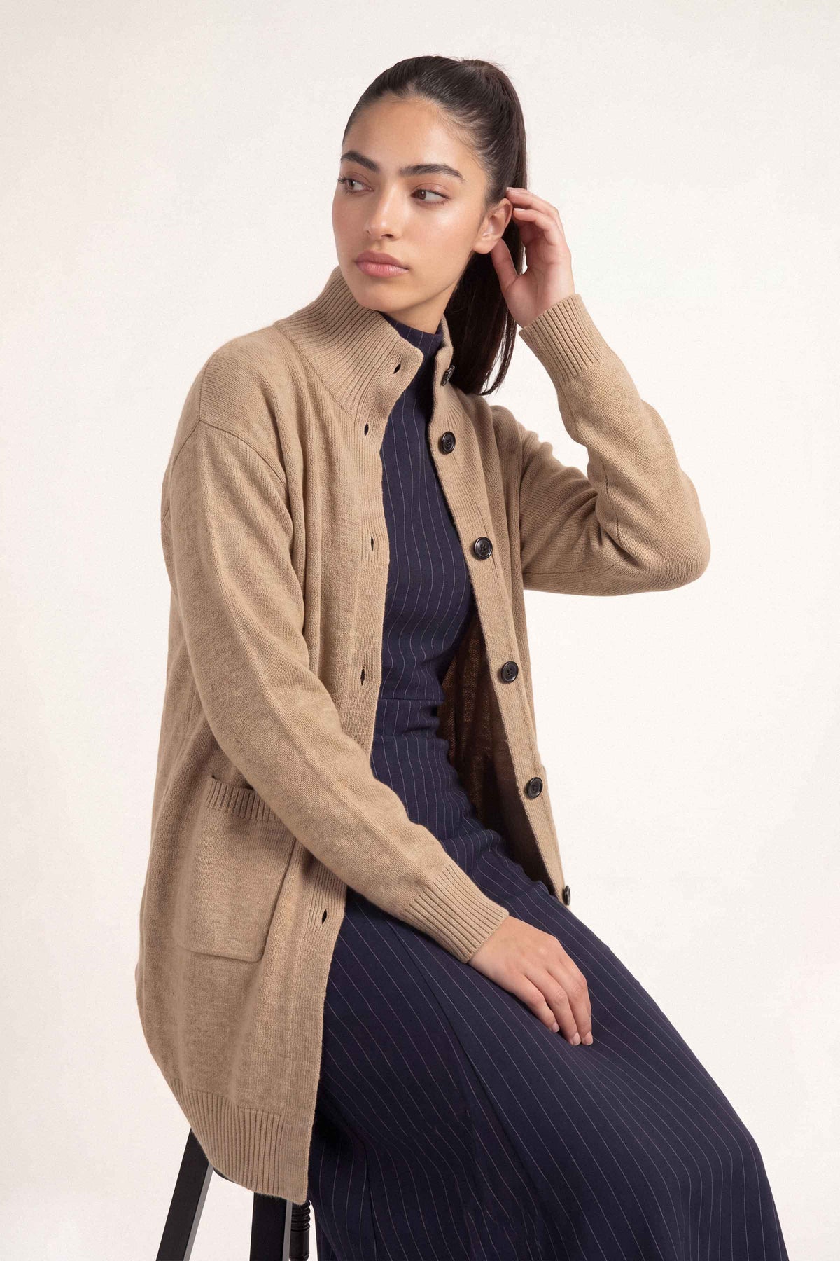 Beige Long Sweater-1719100118 for Women – Long Sweaters Collection | Nishat | Shop Online