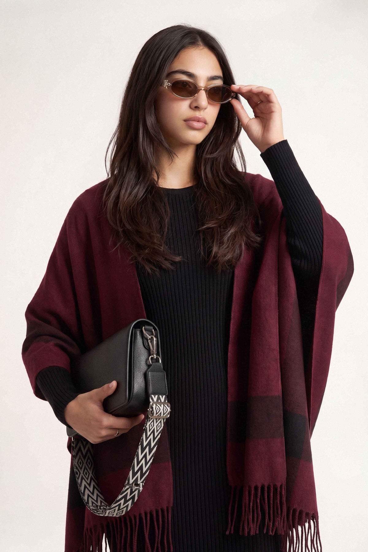Maroon Cape Shawl-1721252122 for Women - Cape Shawl Collection | Nishat | Shop Online