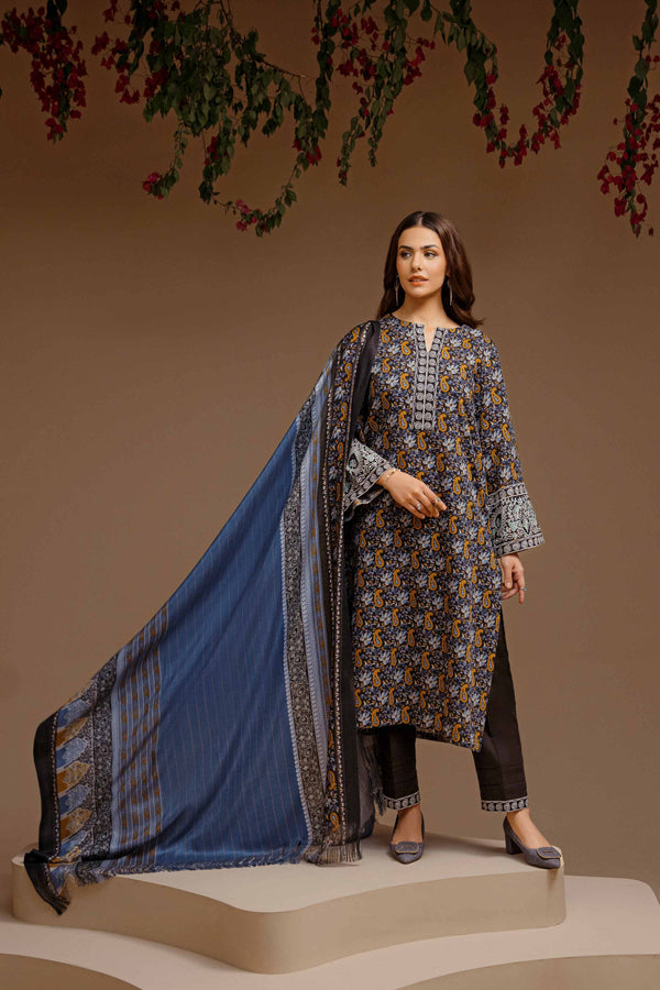 3 Piece - Printed Embroidered Suit - 42303131