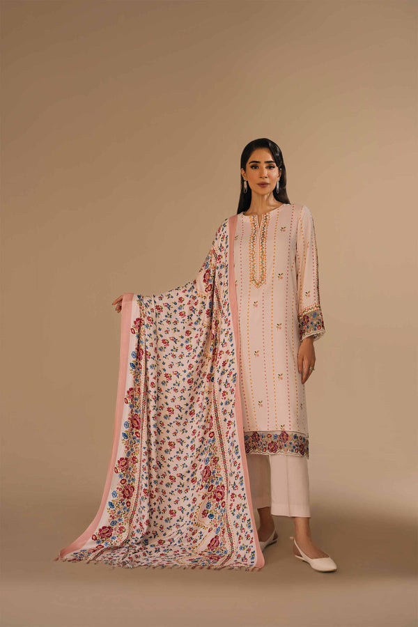 3 Piece - Printed Embroidered Suit - 42303156