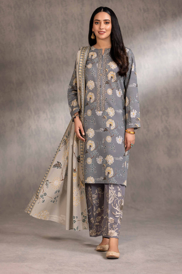 3 Piece - Printed Embroidered Suit - 42303211