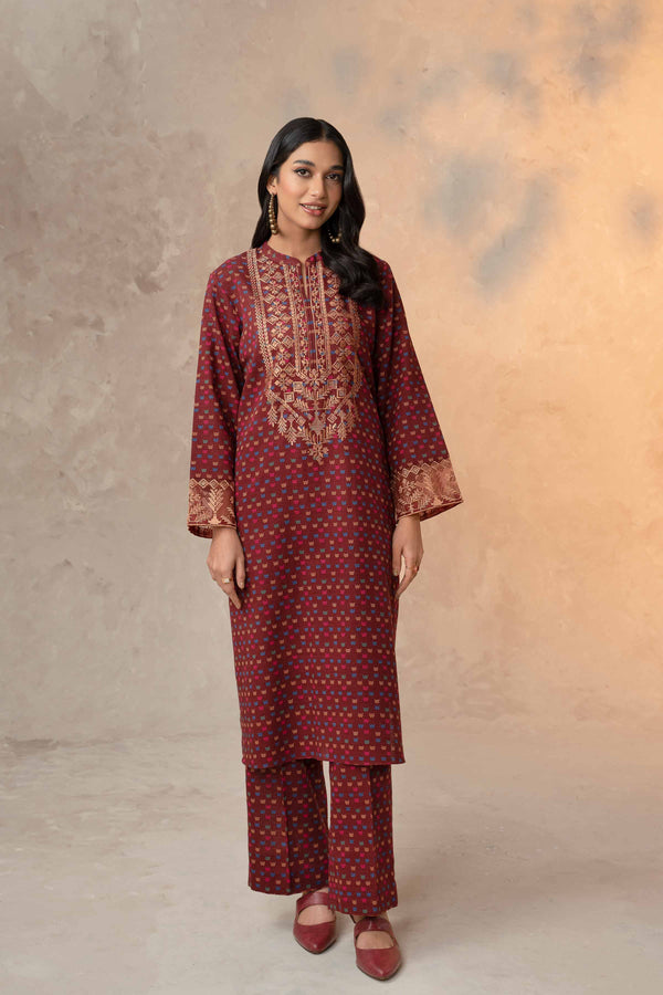 2 Piece - Printed Embroidered Suit - 42303312