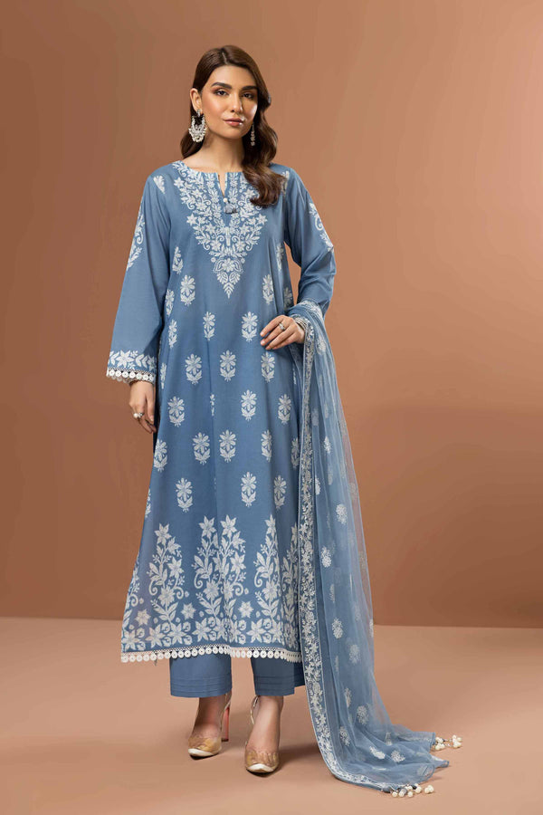 3 Piece -Printed Embroidered Suit - 42305011