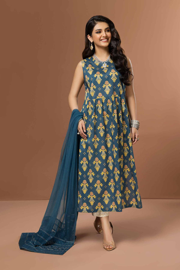 3 Piece -Printed Embroidered Suit - 42305013