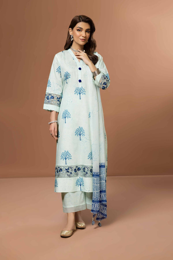 3 Piece -Printed Embroidered Suit - 42305019