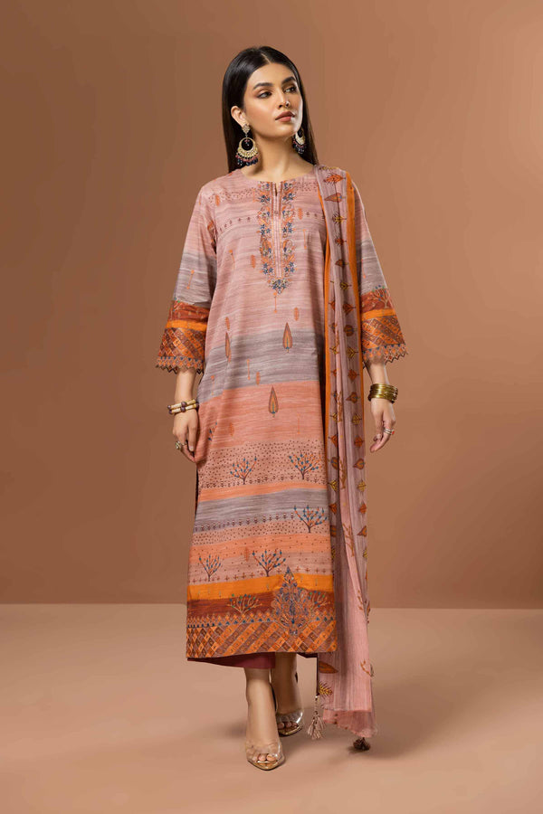 3 Piece -Printed Embroidered Suit - 42305024