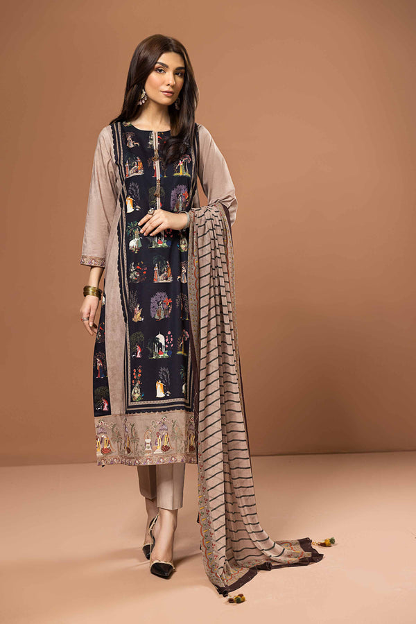 3 Piece -Printed Embroidered Suit - 42305028
