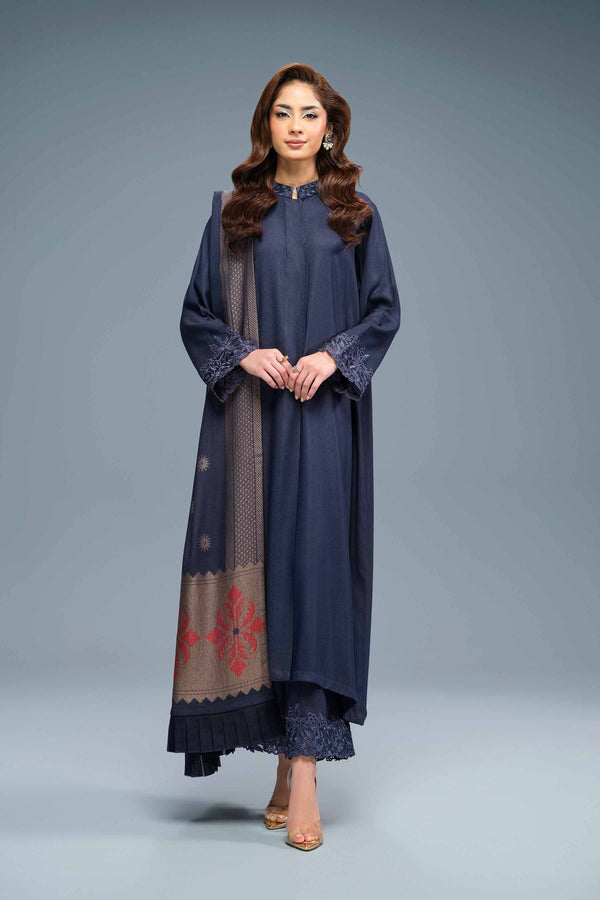 3 Piece Luxury Embroidered Navy Suit