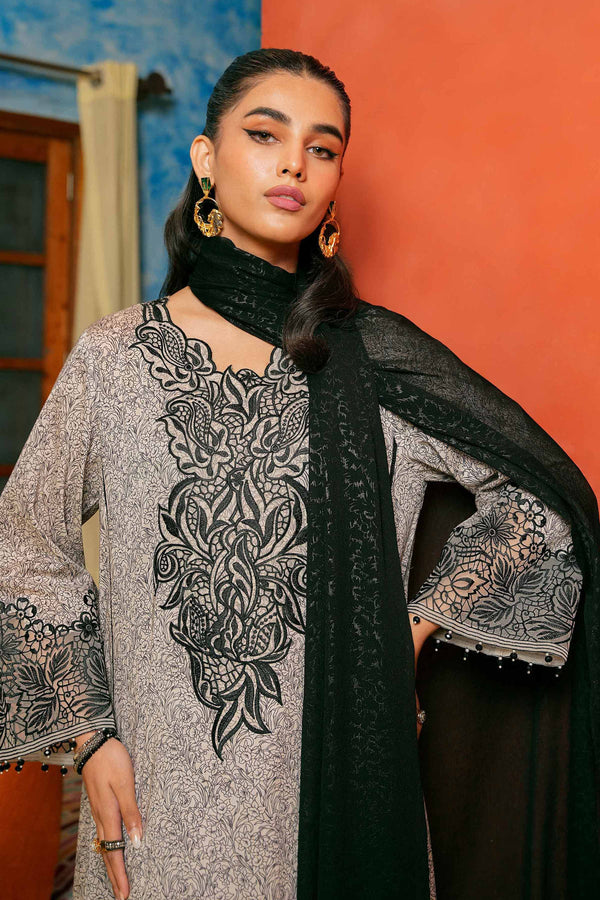 3 Piece - Printed Embroidered Suit - 42401147