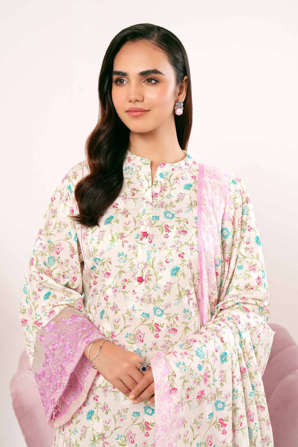 3 Piece - Digital Printed Jacquard Embroidered Suit - 42401177