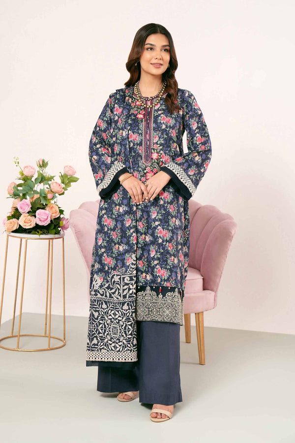 3 Piece - Digital Printed Jacquard Embroidered Suit - 42401180