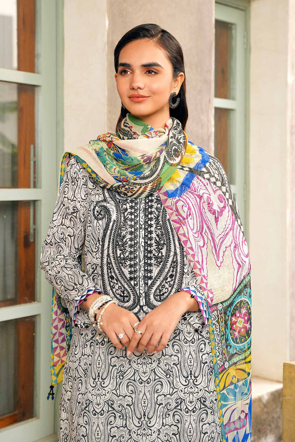 3 Piece - Printed Embroidered Suit - 42401197