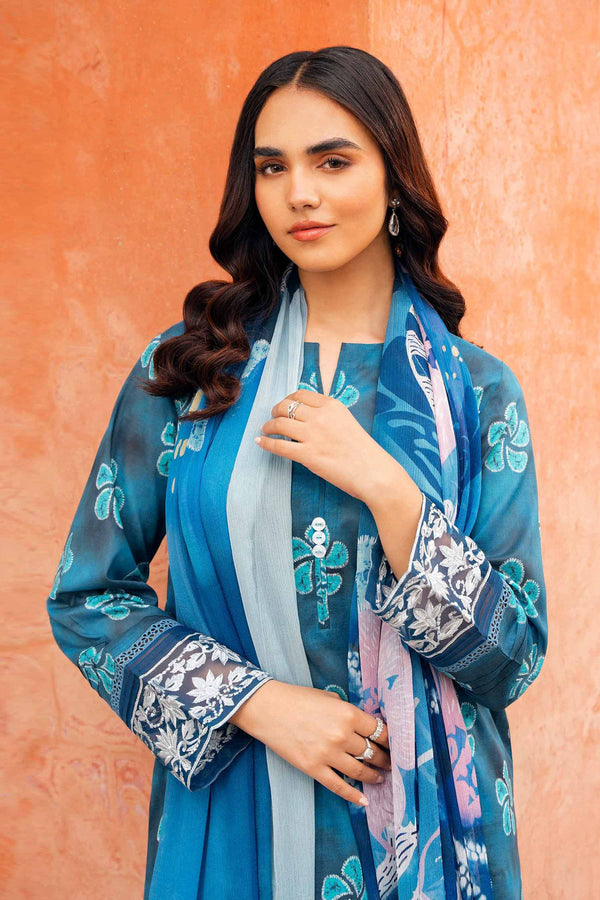 3 Piece - Printed Embroidered Suit - 42401203