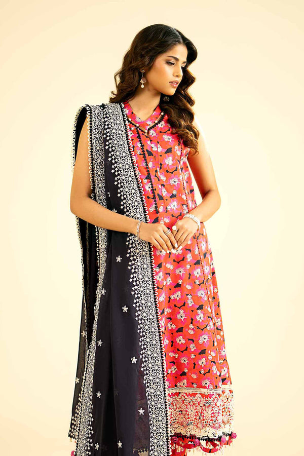 3 Piece - Printed Embroidered Suit - 42401329