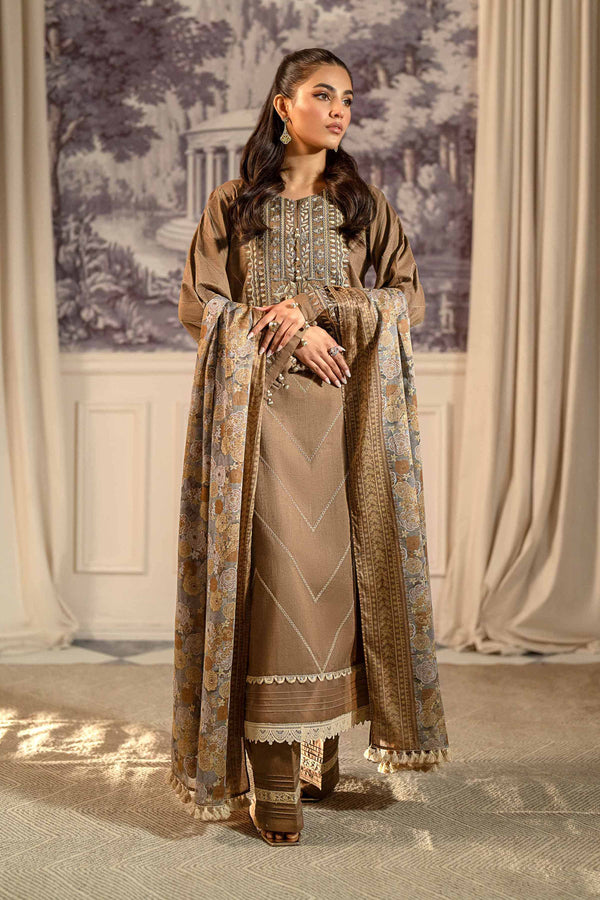 3 Piece - Gold Printed Embroidered Suit - 42401343