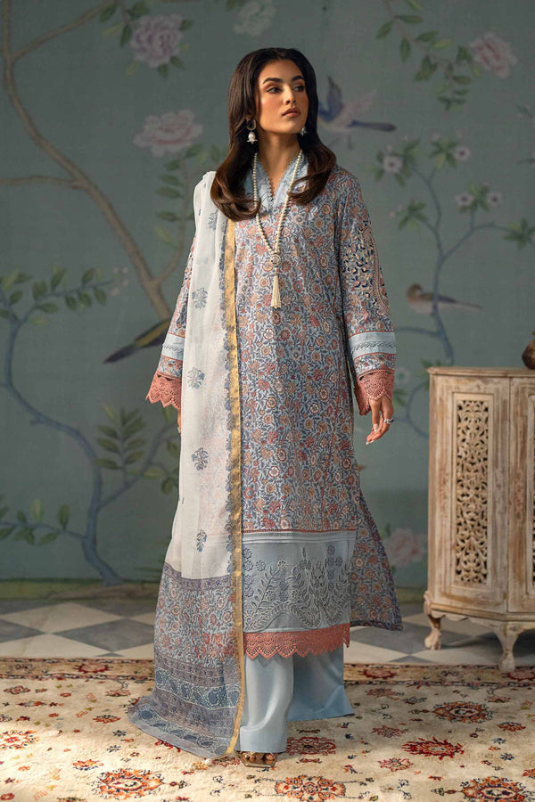 3 Piece - Printed Embroidered Suit - 42401385