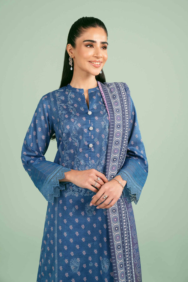 3 Piece - Printed Embroidered Suit - 42401399