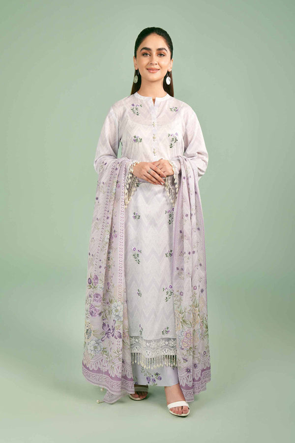 3 Piece - Printed Embroidered Suit - 42401400