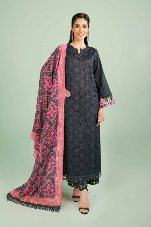 3 Piece - Printed Embroidered Suit - 42401406