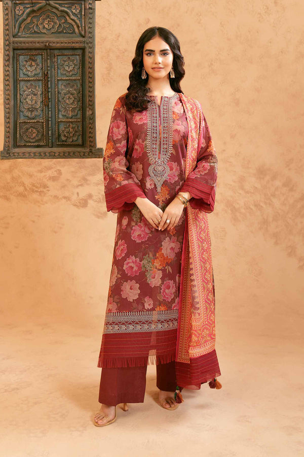 3 Piece - Digital Printed Embroidered Suit - 42401417