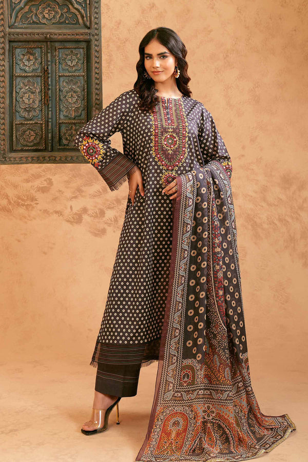 3 Piece - Printed Embroidered Suit - 42401419