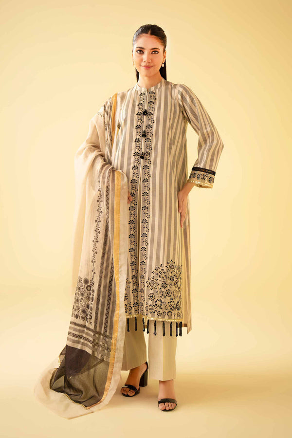 3 Piece - Printed Embroidered Suit - 42401558
