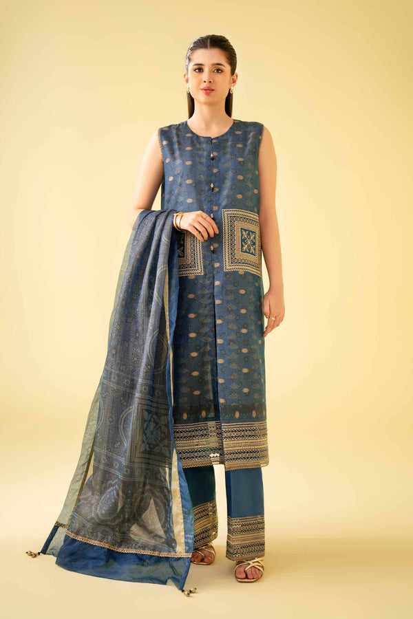 3 Piece - Printed Embroidered Suit - 42401561