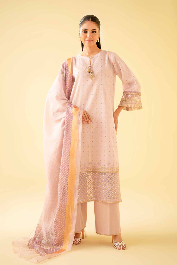 3 Piece - Printed Embroidered Suit - 42401566