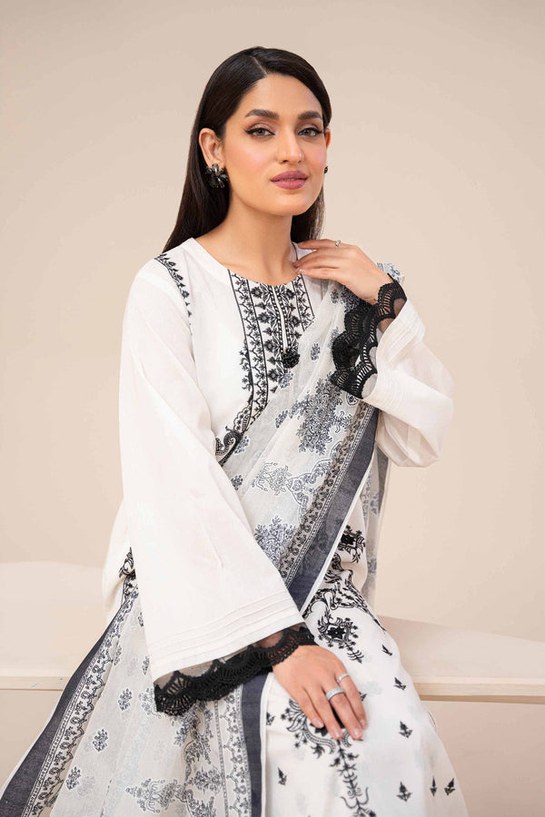 3 Piece - Printed Embroidered Suit - 42401640