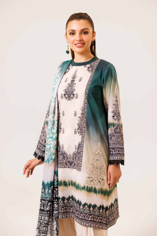 3 Piece - Digital Printed Embroidered Suit - 42401785