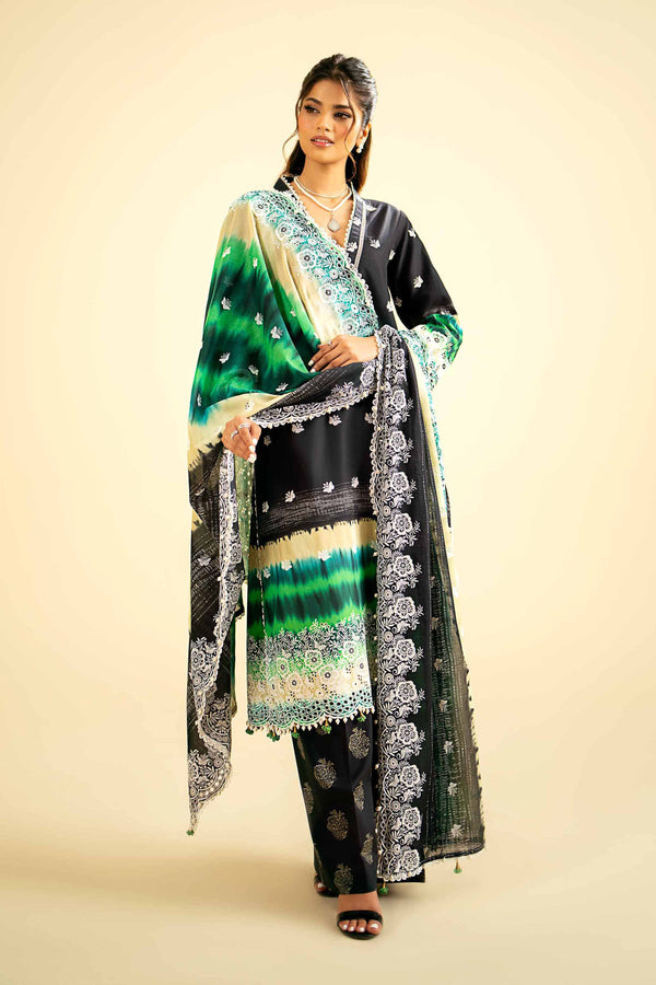 3 Piece - Digital & Paste Printed Embroidered Suit - 42401918