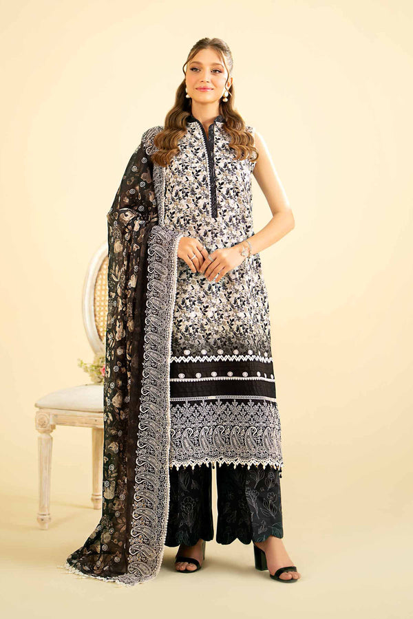 3 Piece - Digital & Paste Printed Embroidered Suit - 42401922