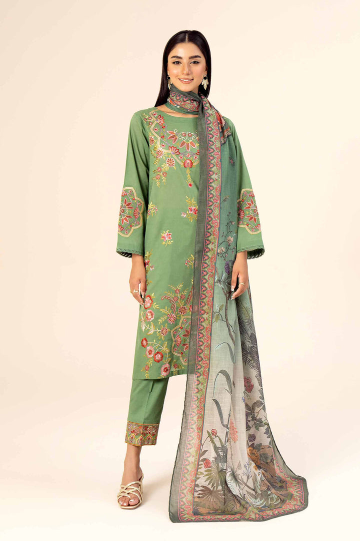 3 Piece Embroidered Suit Green