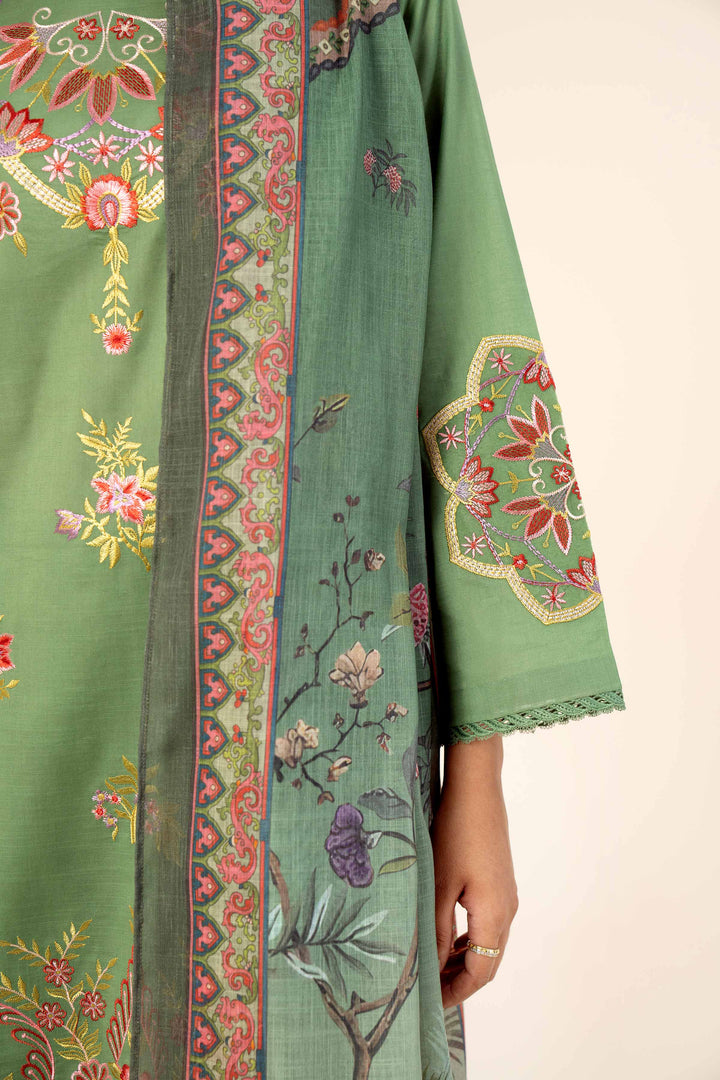 3 Piece Embroidered Suit Green