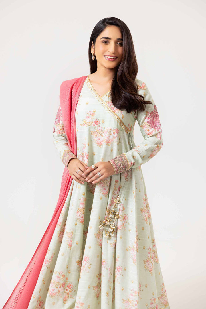 3 Piece Digital Printed Jacquard Embroidered Suit Light Pink