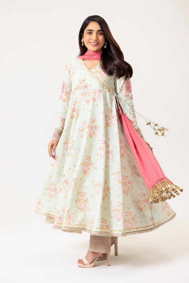 3 Piece Digital Printed Jacquard Embroidered Suit Light Pink