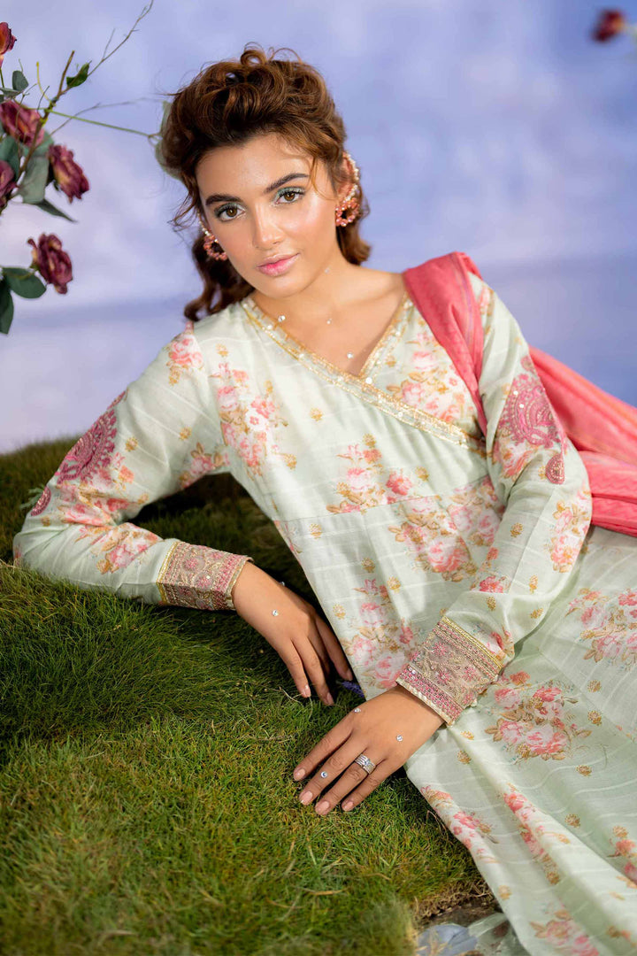 3 Piece Digital Printed Jacquard Embroidered Suit Light Pink