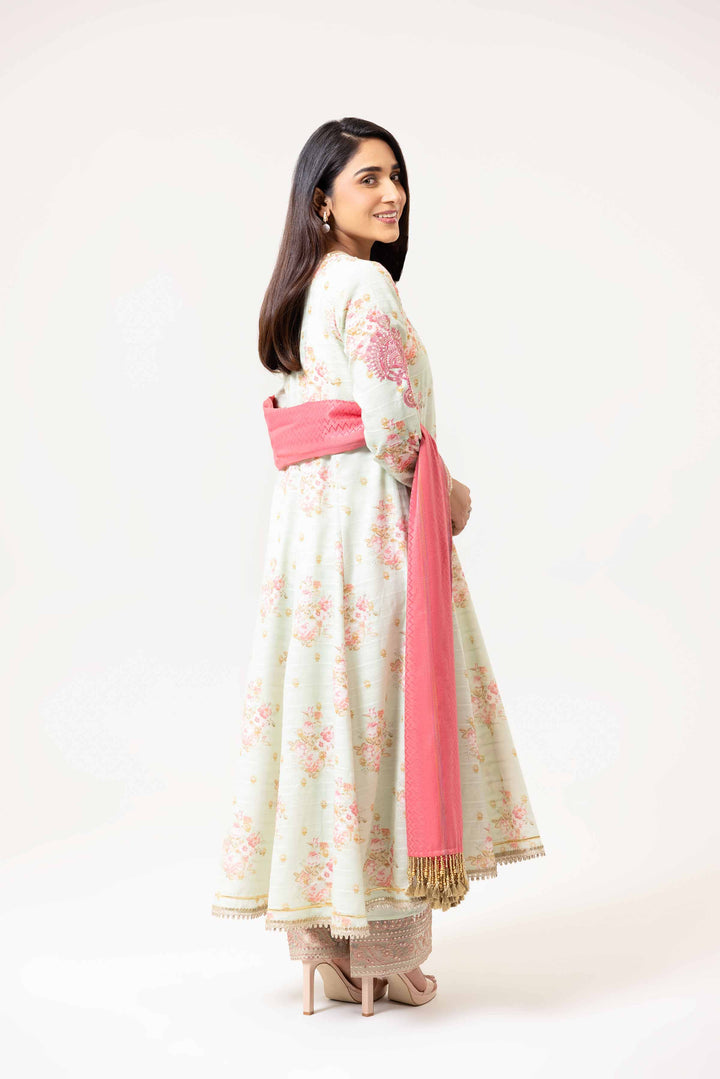 3 Piece Digital Printed Jacquard Embroidered Suit Light Pink