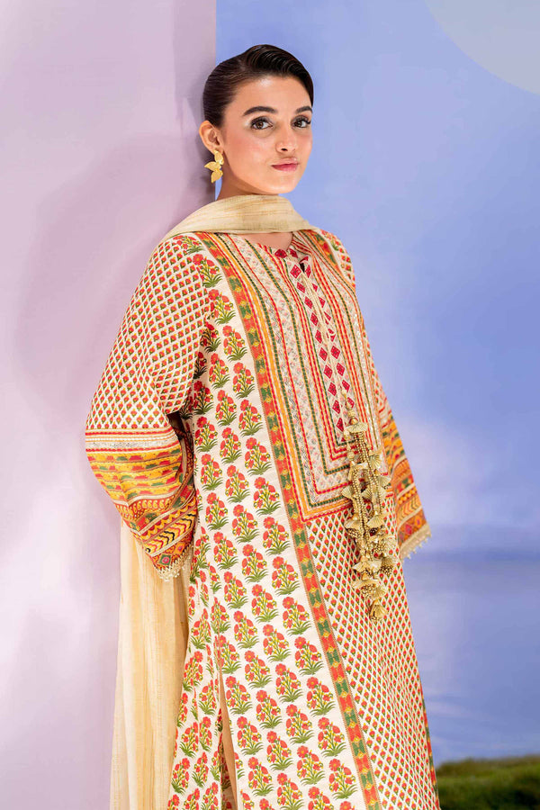 3 Piece - Digital Printed Jacquard Embroidered Suit - 42402092