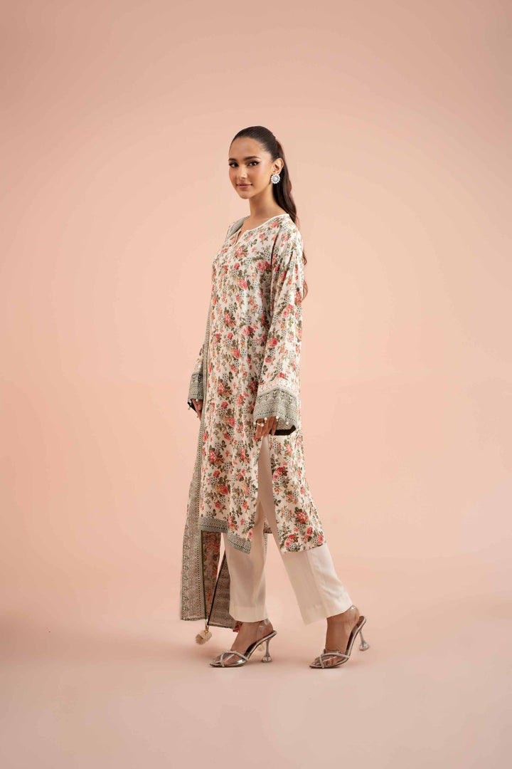 3 Piece Printed Suit Beige