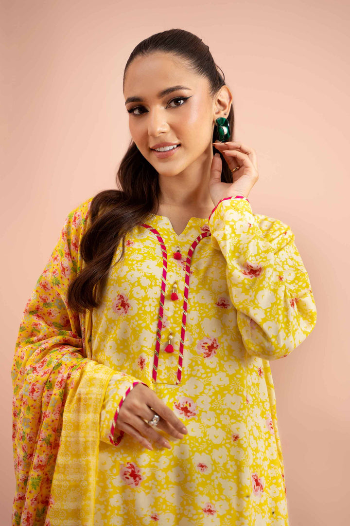 3 Piece Printed Suit Yellow