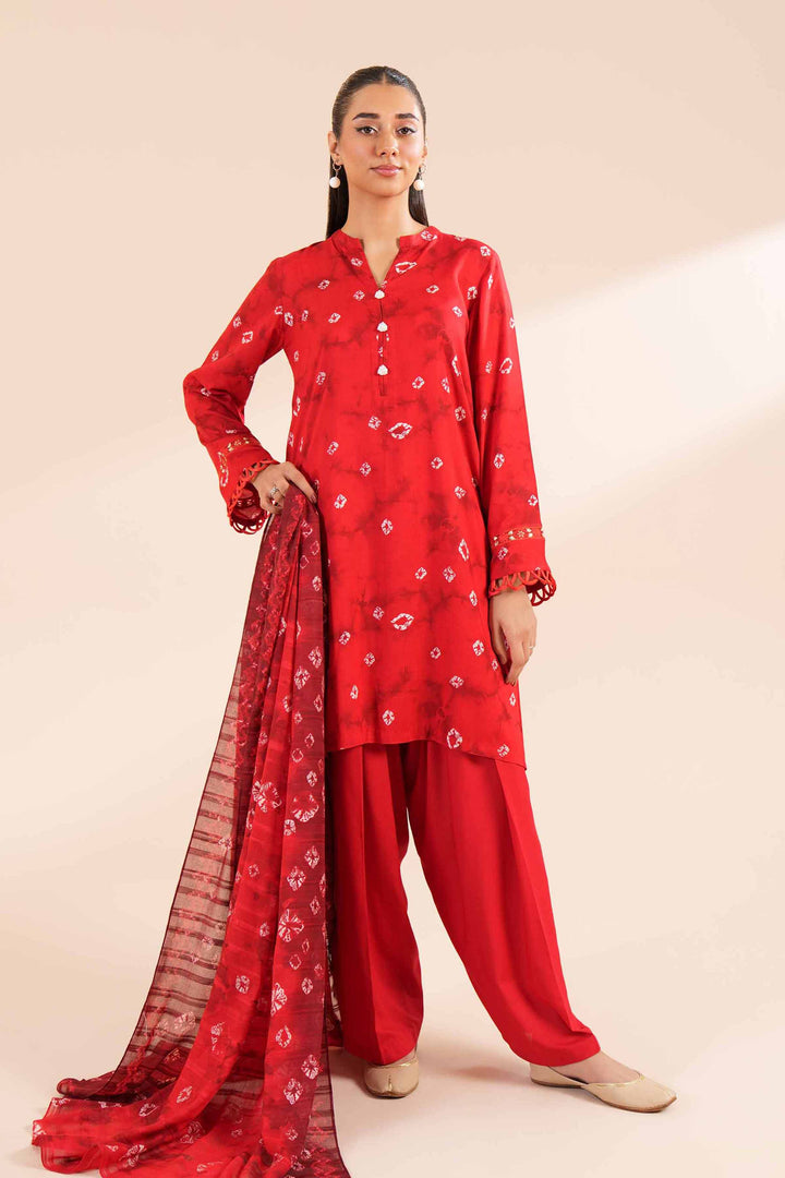 3 Piece Printed Suit Red