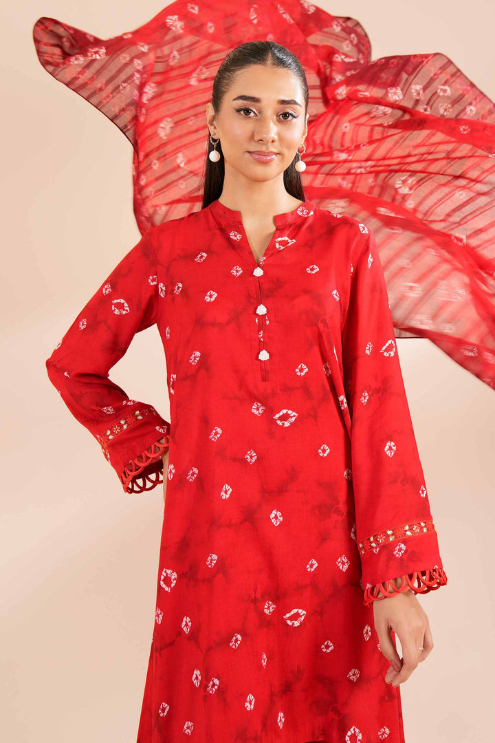 3 Piece Printed Suit Red