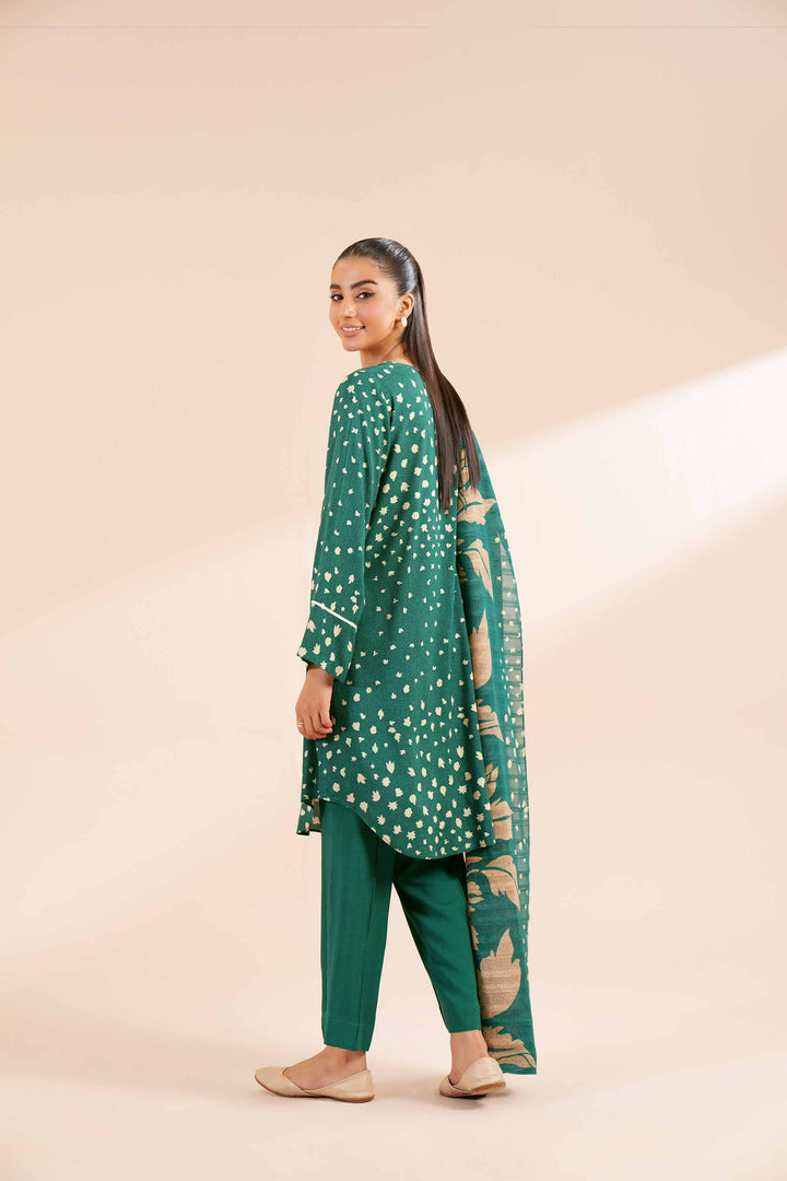 3 Piece Printed Suit Green