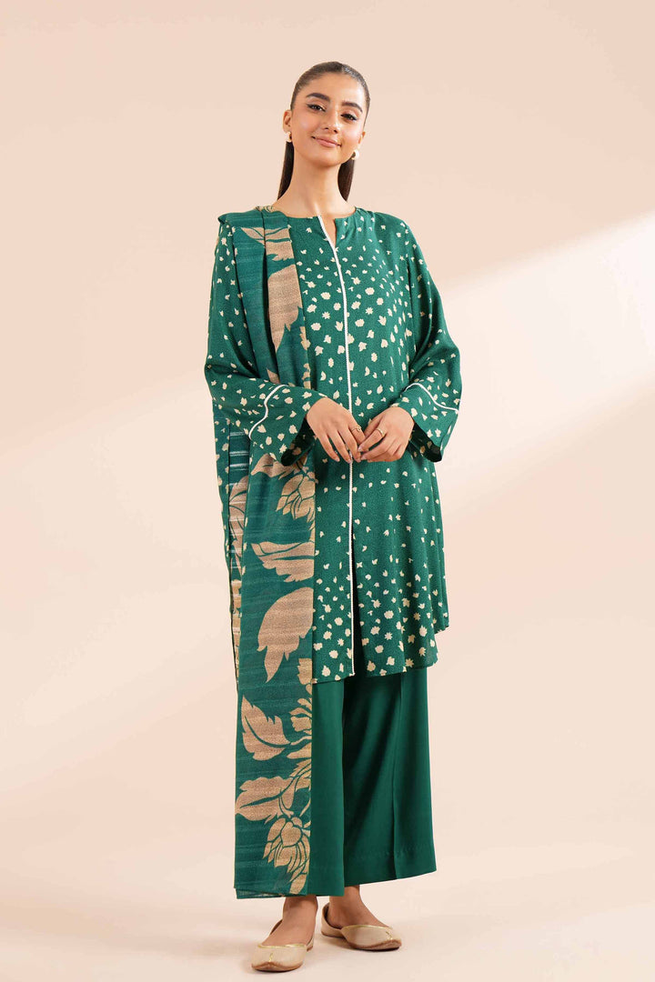 3 Piece Printed Suit Green