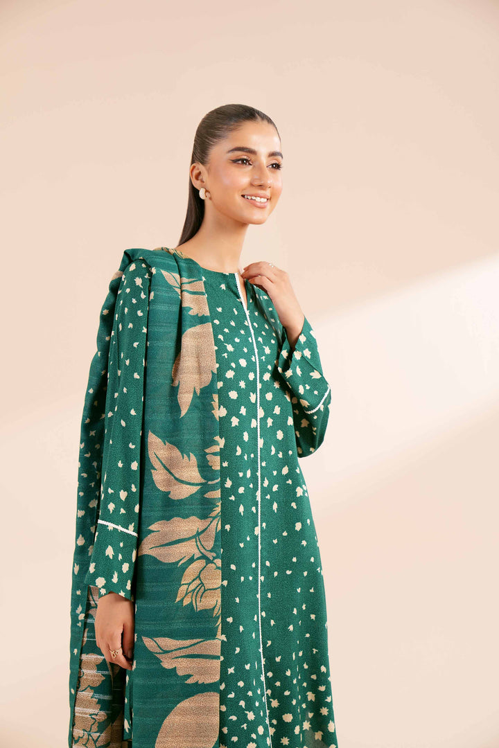 3 Piece Printed Suit Green