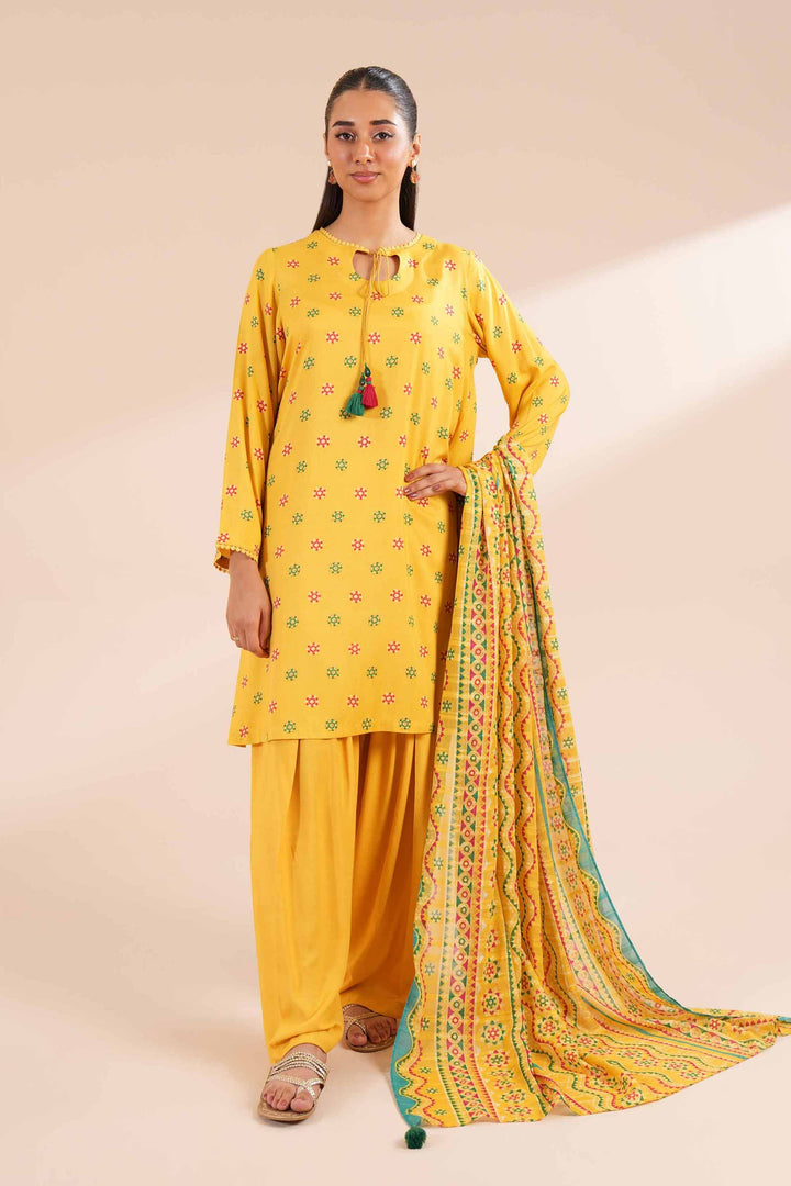 3 Piece Printed Suit Yellow