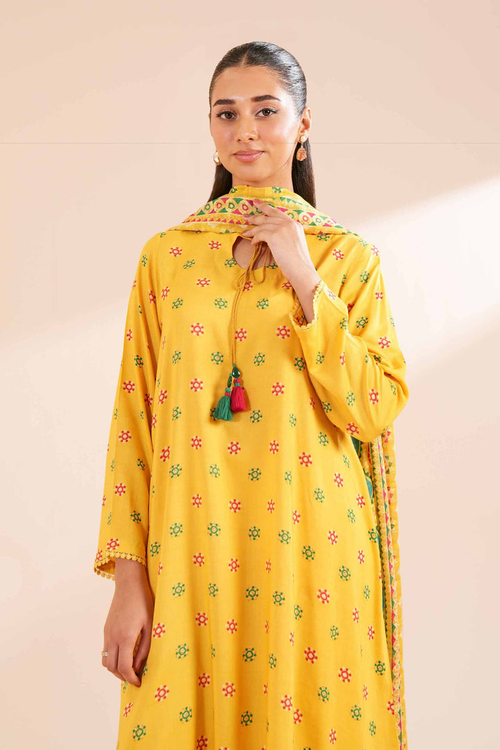 3 Piece Printed Suit Yellow