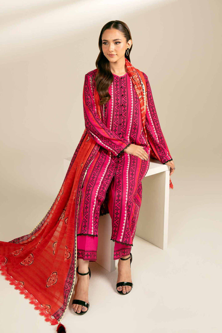 3 Piece Printed Suit Pink