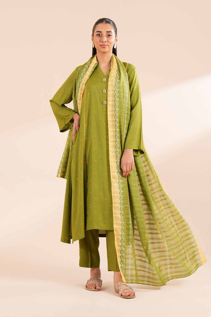 3 Piece Printed Suit Green